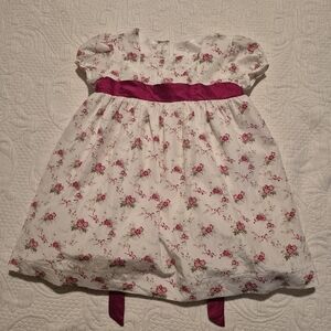 Janie and Jack 12-18 months Pintuck Floral Dress Pink White Precious Flowers